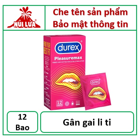 Bao cao su GÂN GAI Liti Durex Pleasuremax - 12 cái