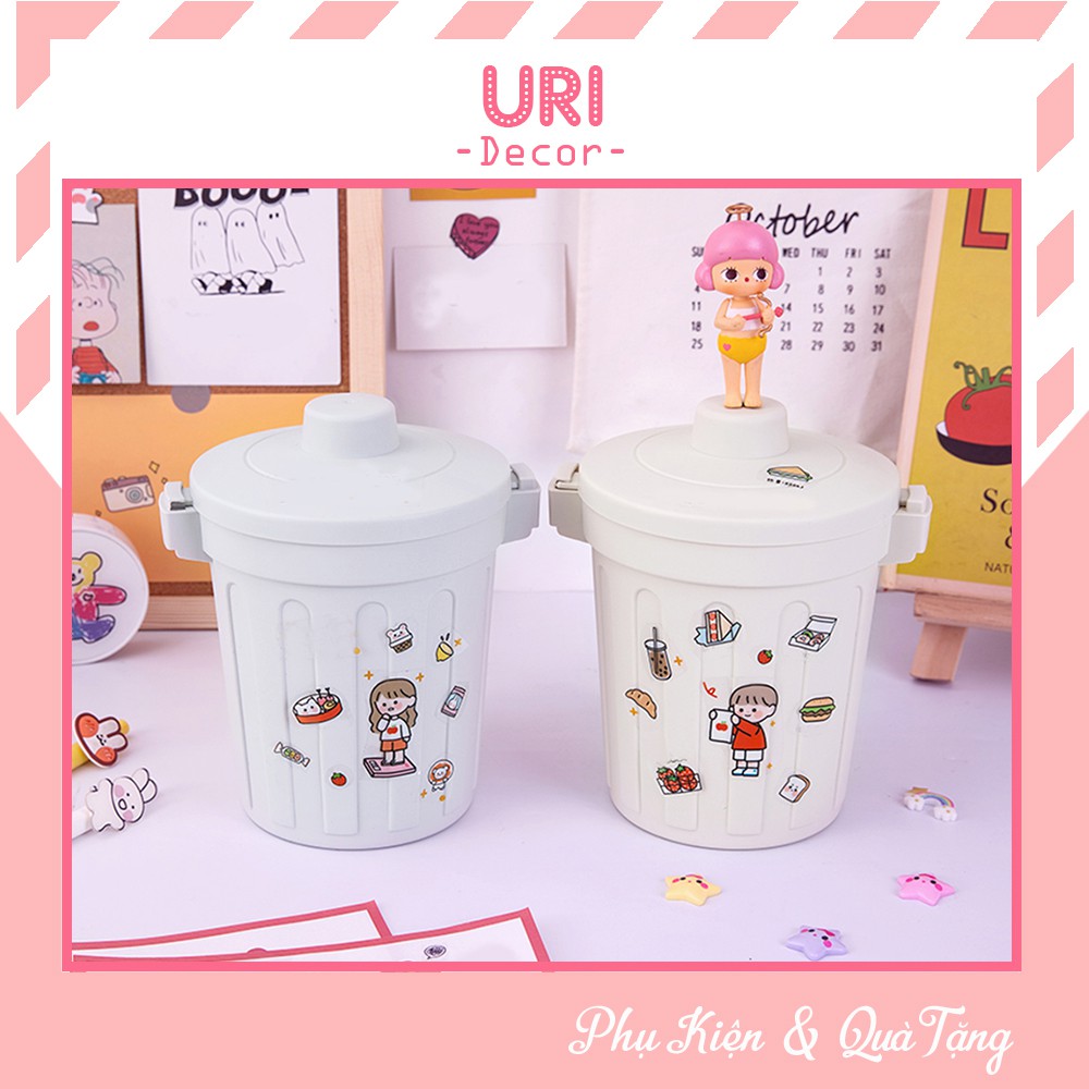 Thùng rác mini , hộp đựng , chiếc xô có nắp màu sắc trang nhã đa năng ♥️ URI DECOR ♥