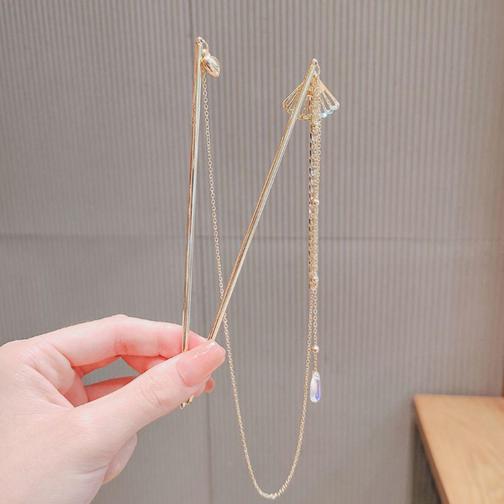 Trâm Cài Tóc Bằng Hợp Kim Hình Quạt Phong Cách Trung Hoa Tinh Tế Cho Nữ