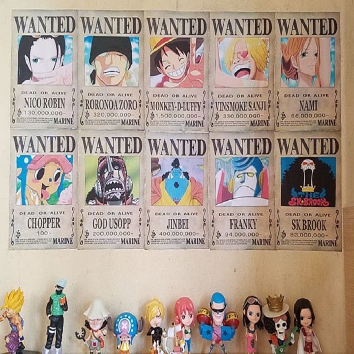 Lệnh truy nã nhân vật Onepiece wanted poster size A5 14x20cm