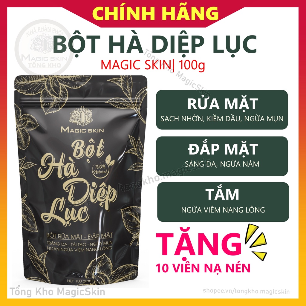 Combo Ngừa mụn KHÔNG SƯNG Magic Skin 3 sản phẩm Sake, Hà Diệp Lục, Ngừa Thâm