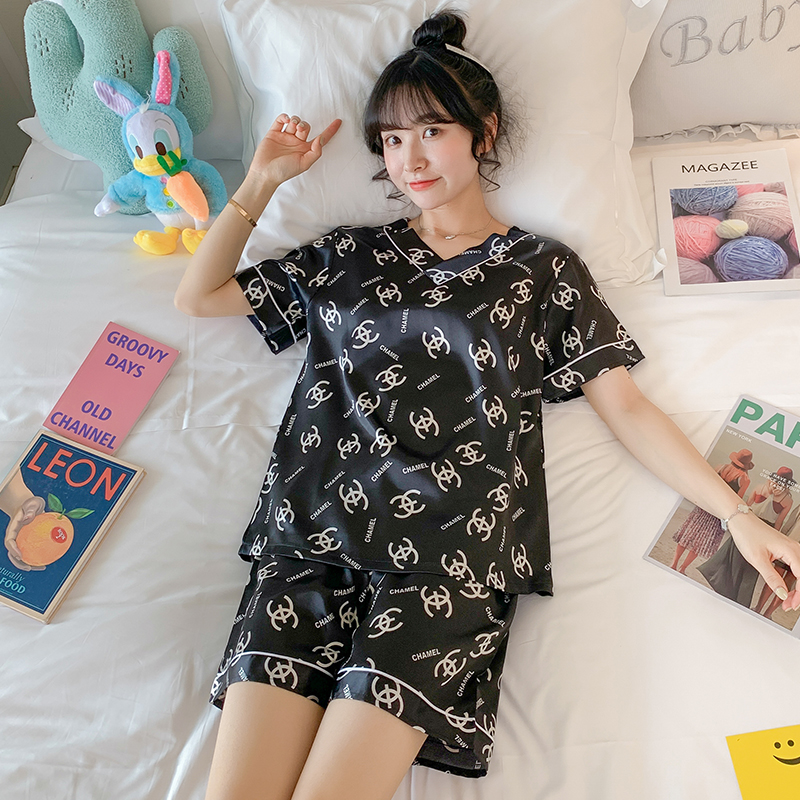 Bộ Đồ Ngủ Vải Lụa Satin In Họa Tiết Trái Cây Dễ Thương Cho Nữ Size M-5Xl