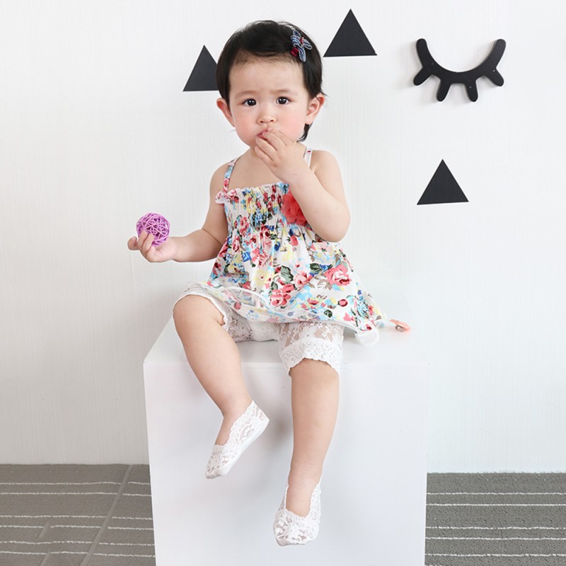 Vớ cotton ren xuyên thấu chống trượt cho bé gái