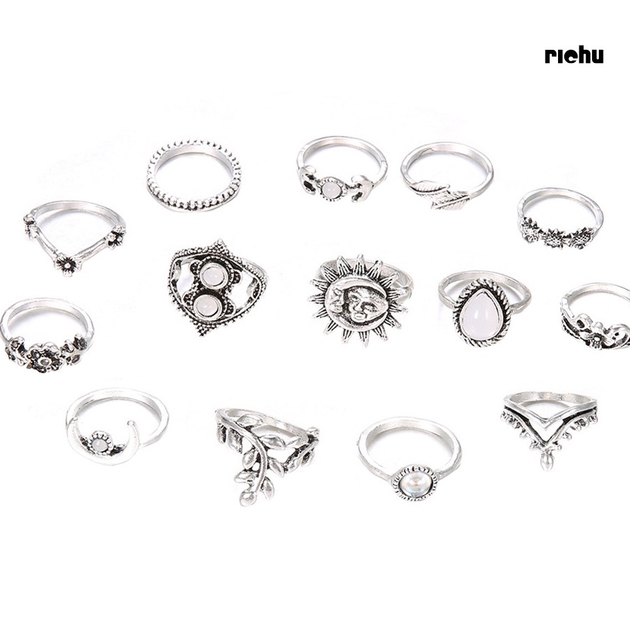 Set 14 Nhẫn Tay Vintage Thời Trang Cá Tính Cho Nữ