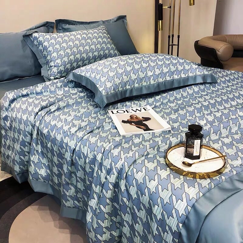 Bộ Chăn ga gối lụa Thái cao cấp, sét 4 món chăn hè lụa trần bông