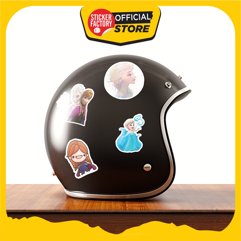 Hộp set 30 sticker decal hình dán nón bảo hiểm , laptop, xe máy, ô tô STICKER FACTORY - Frozen