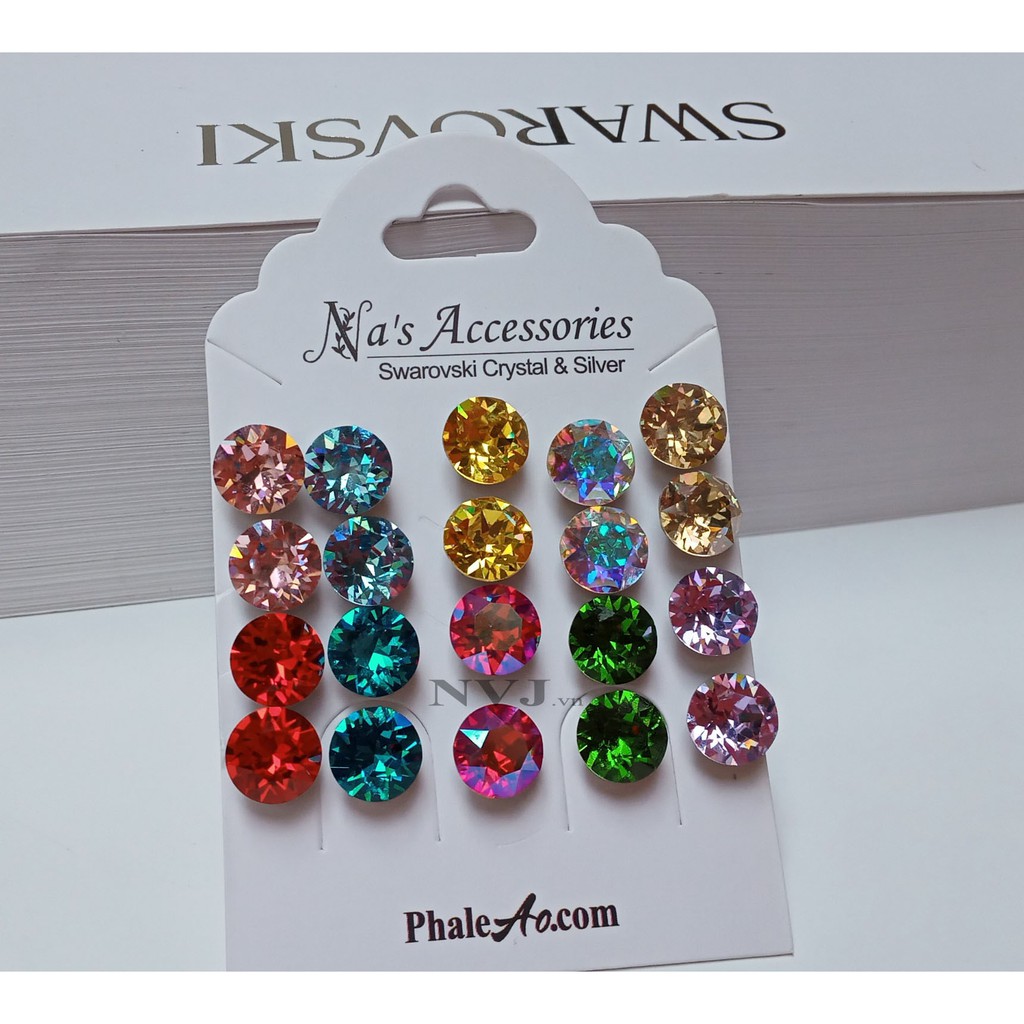 Bông tai nụ pha lê swarovski xirius chaton 1088, size hạt 6 - 8mm sang trọng như kim cương - Stud Earrings