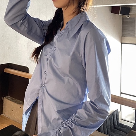 Áo sơ mi cổ nhọn kéo khóa chun eo cá tính thanh lịch cho nữ thời trang Becky