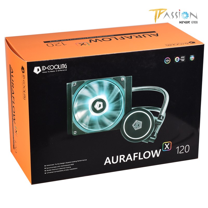 Tản nhiệt nước CPU AIO ID-Cooling AURAFLOW X 120 RGB - Chính hãng, LED RGB 12V 4Pin, FROSTFLOW X 120 PWM, nhỏ gọn