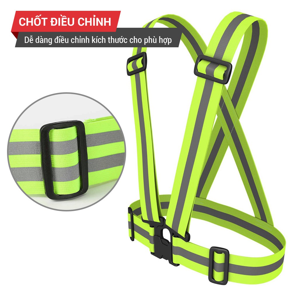 Dây đai phản quang chạy bộ, đạp xe co giãn 4 chiều GoodFit GF04RA