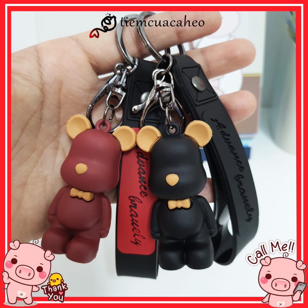 (Sẵn Hàng tại SG, ship hỏa tốc 2h) Móc khóa Hoạt Hình nhân vật Bearbrick kèm dây Cao Su, keychain cartoon tiemcuacaheo