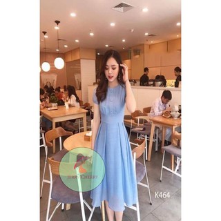 Đầm xanh dáng xòe tay ngắn k464 k470 - jerry cherry