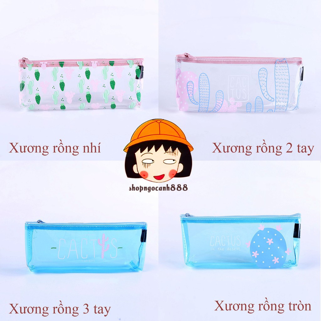 Bóp viết hoạt hình xương rồng xanh trong suốt xinh xắn ( túi hộp đựng bút ) cute cho nữ - Cocobee Shop