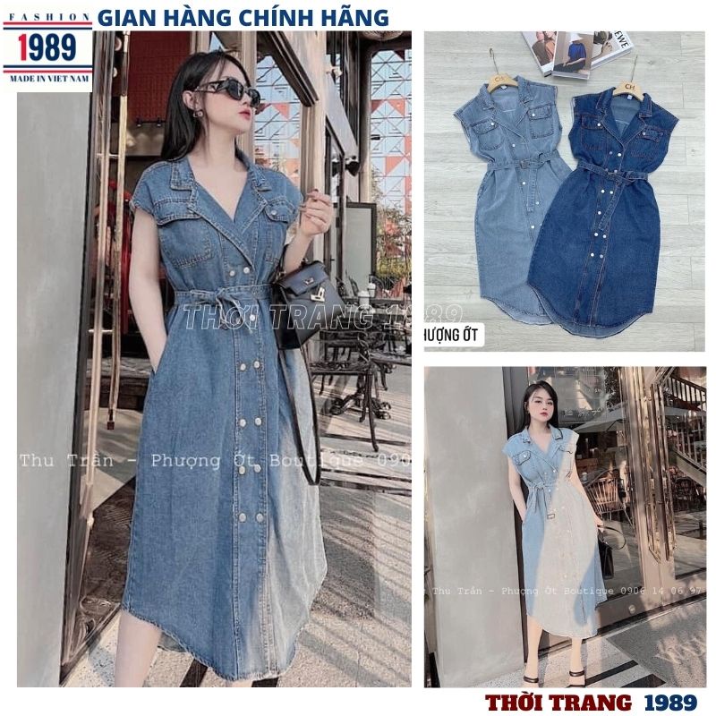 Đầm jeans bò dáng suông kiểu dáng hàn quốc ulzzang ,tôn dáng cực chất -PHƯƠNG 1989