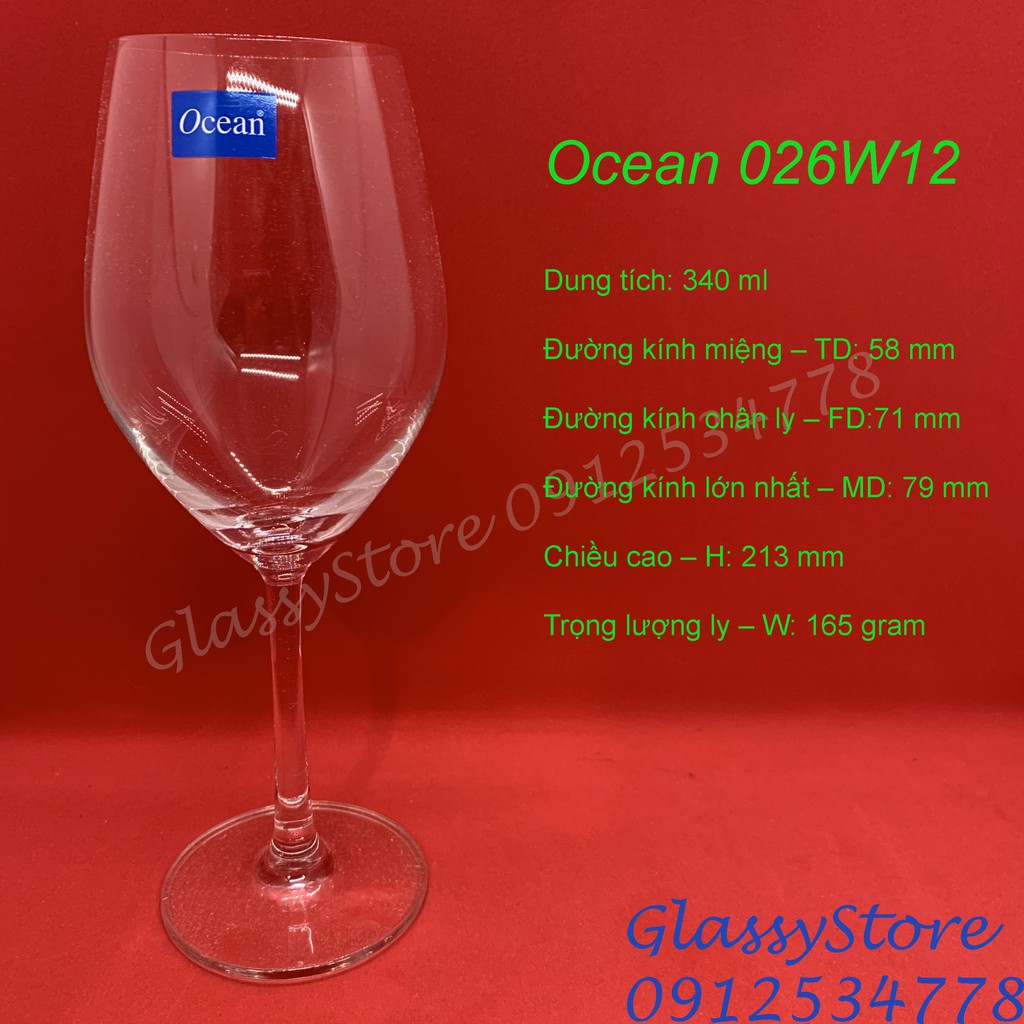 Ly (cốc) rượu vang thủy tinh Ocean Santé White Wine - 340ml - 1026W12 (Hàng nhập khẩu Thái Lan chính hãng)