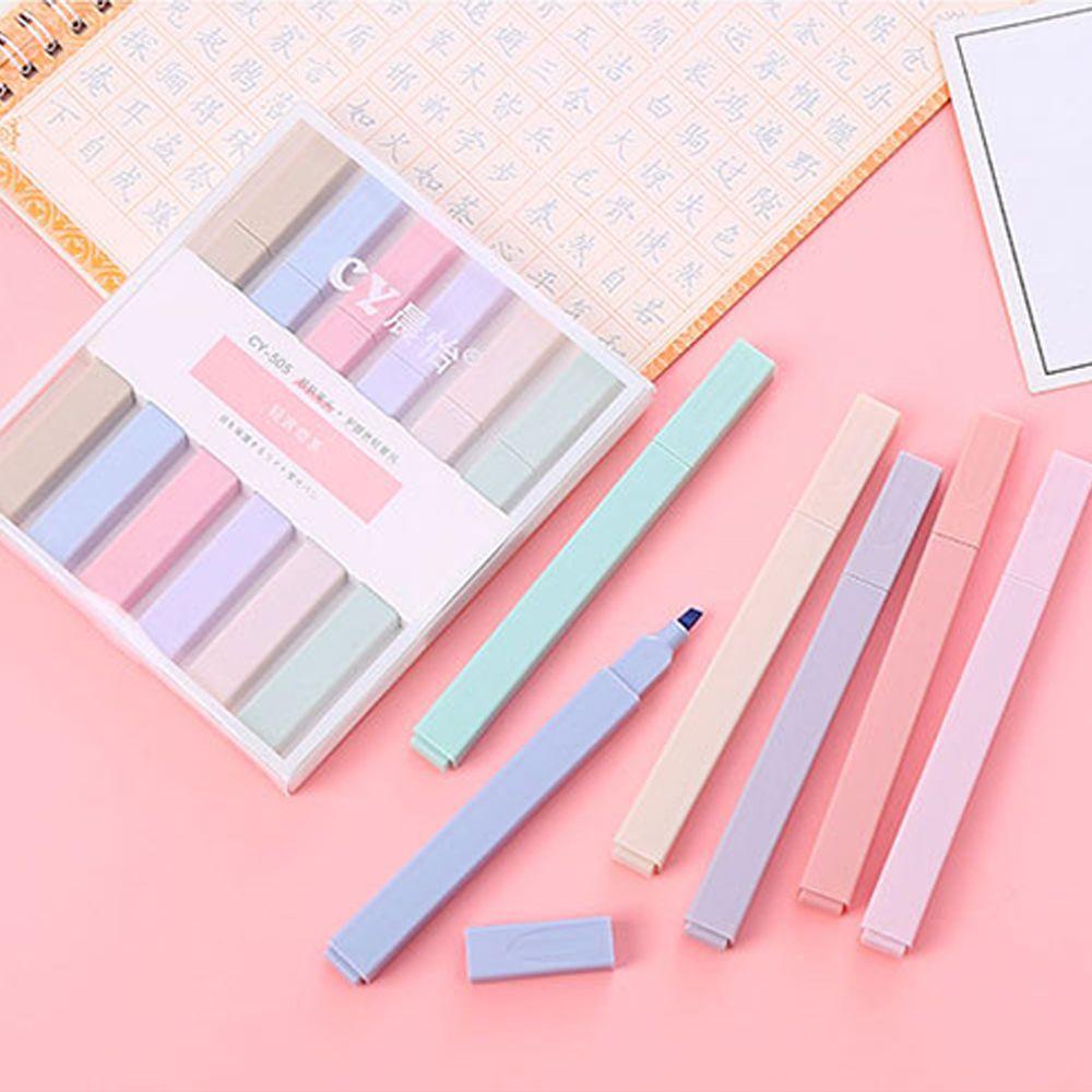 Set 6 Bút Dạ Quang Ngòi Mềm Dùng Ghi Chú / Nhật Ký / Trường Học