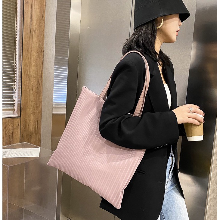 Túi tote túi đeo vai sọc của phụ nữ bền