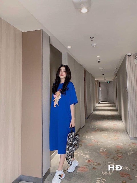 ĐẦM COTTON SuÔNG-Váy suông in hình chuột jeny dáng dài 1m(k may túi hông) | BigBuy360 - bigbuy360.vn