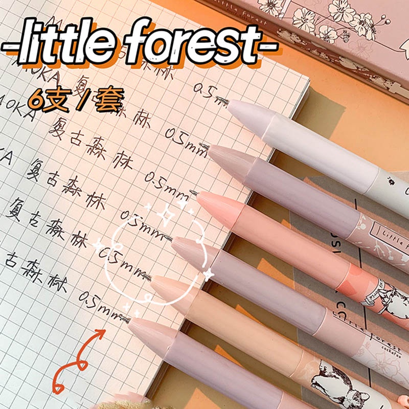 Set 6 Bút Bi Mực Đen Ngòi 0.5mm