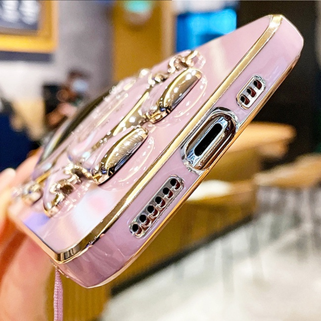 Ốp Điện Thoại In Hình Phi Hành Gia 6D Mạ Điện Kèm Dây Đeo Cho Iphone 14 Plus 14 13 12 11 Pro Max