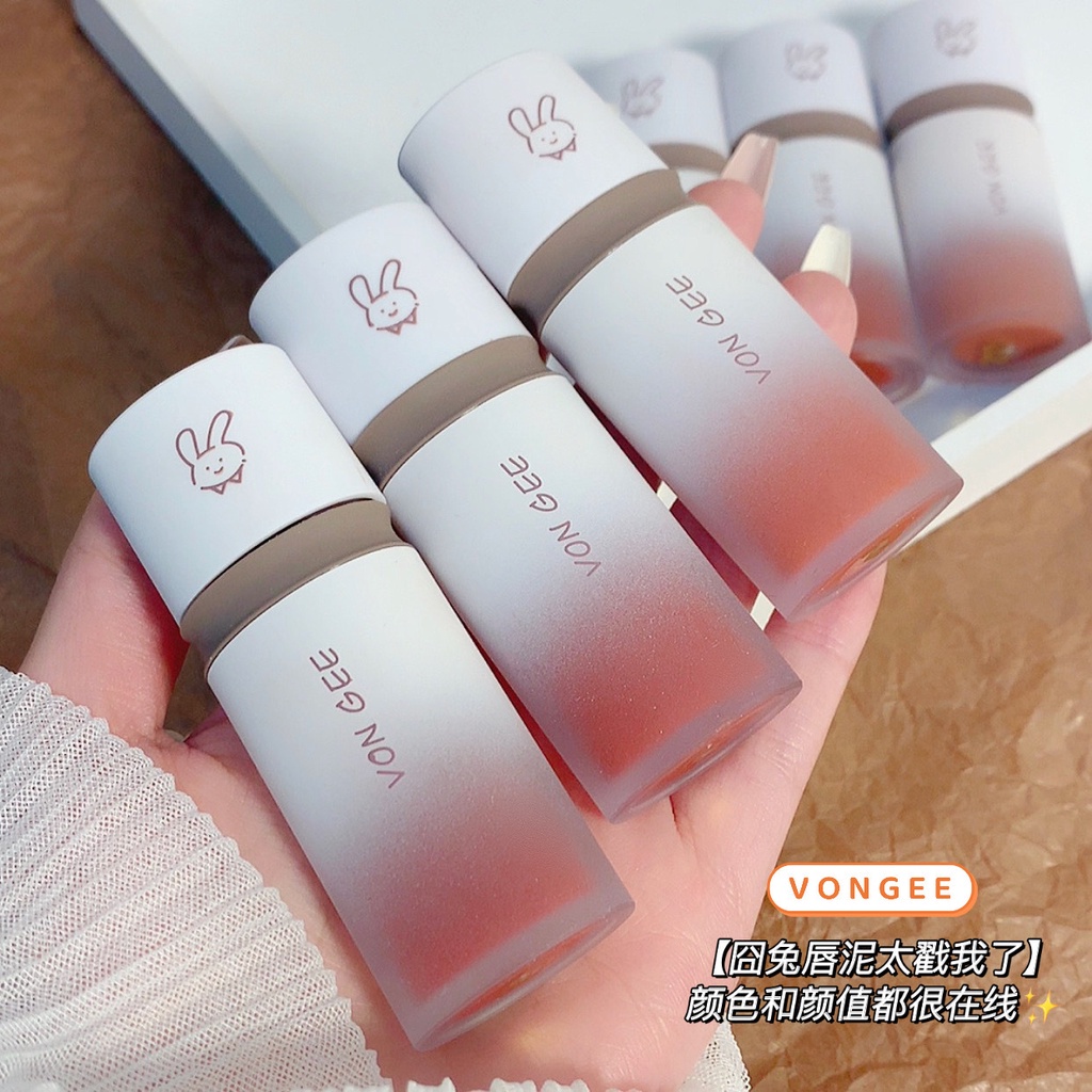 Son Môi Vongee Chất Nhung Lì Chống Thấm Nước Thiết Kế Vỏ Hình Thỏ Dễ Thương