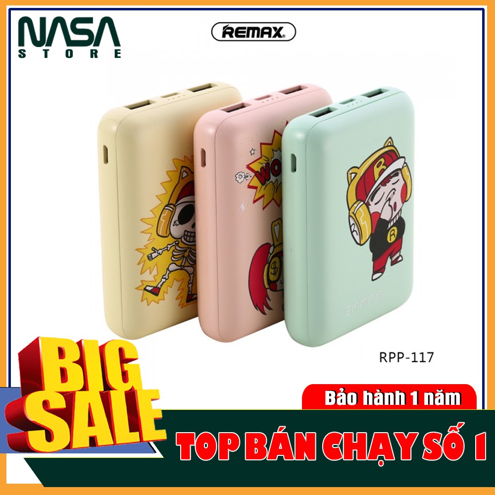 🌟🌟CHÍNH HÃNG🌟🌟PIN SẠC DỰ PHÒNG Remax RPP_117 10.000mAh { SIÊU KUTE BẢO HÀNH ĐỔI MỚI}