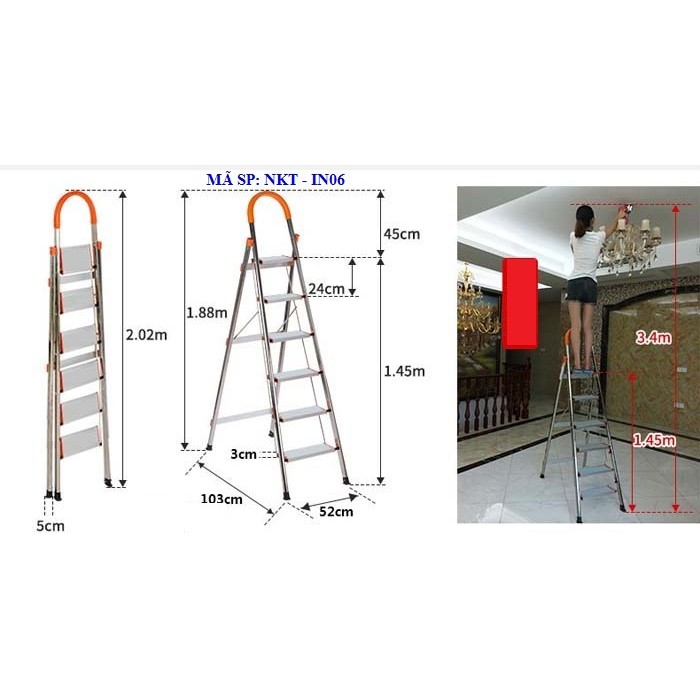 THANG GHẾ INOX 6 BẬC NIKITA NKT-IN06