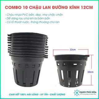 Bộ 10 Chậu Nhựa Trồng Lan Đường Kính 12cm- Bền, Dẻo, Có Lỗ Thoát Nước, Có Thể Cài Móc Treo Lên Cao