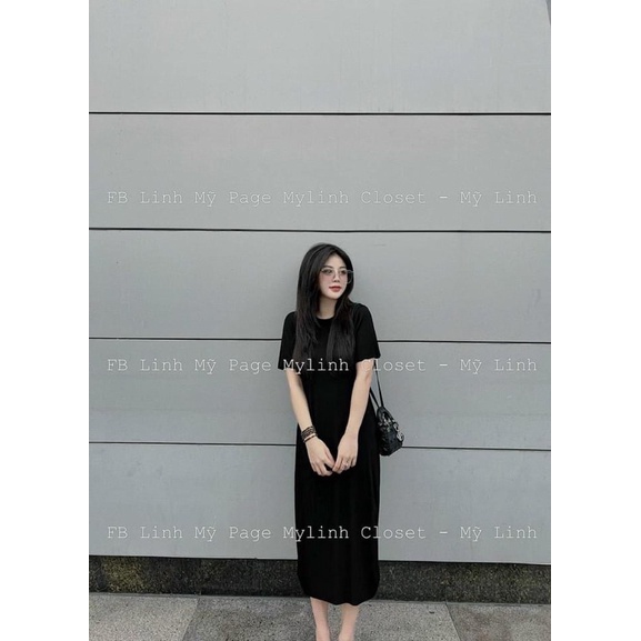 Đầm dáng suông cổ tròn dập ly chun tăm tay ngắn nữ ⭐️freeship