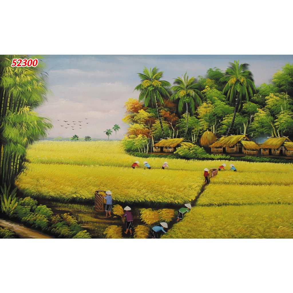 Tranh Làng Quê Thời Xưa Cũ Chuyên Dán Tường 3D