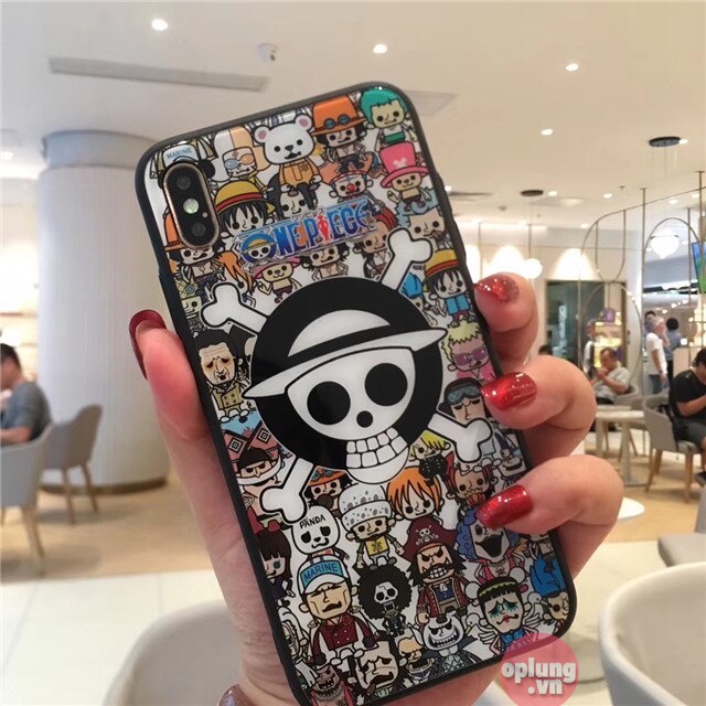 Ốp iphone 7plus ốp lưng iphone mặt kính One Piece cool ngầu 6/6splus/7/8plus/x/xr/xs max/11promax/12pro/13promax k322