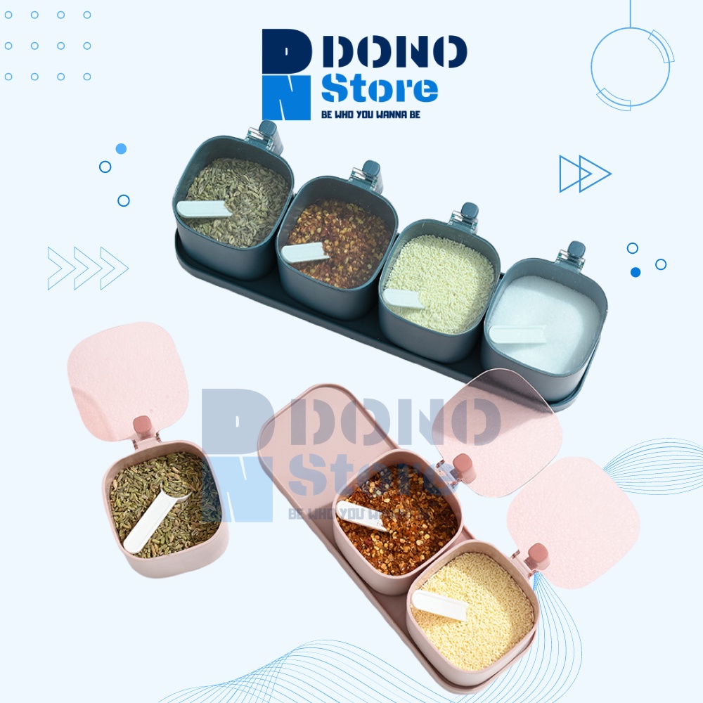 Hũ đựng gia vị kèm muỗng, lọ đựng gia vị có nắp, đồ dùng nhà bếp thông minh