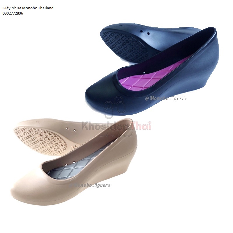 Giày Thái Lan nữ nhựa dẻo đi mưa đế xuồng cao MONOBO - BERRY