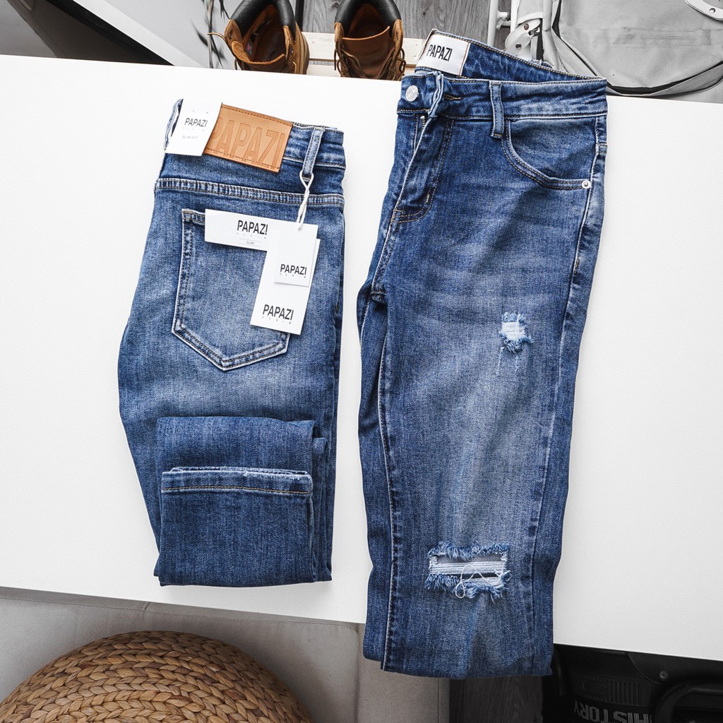 𝐐𝐮𝐚̂̀𝐧 𝐉𝐞𝐚𝐧𝐬 rách gối - Quần bò nam co giãn dễ phối đồ, phong cách 2021 - Thời trang nam PAPAZI | BigBuy360 - bigbuy360.vn
