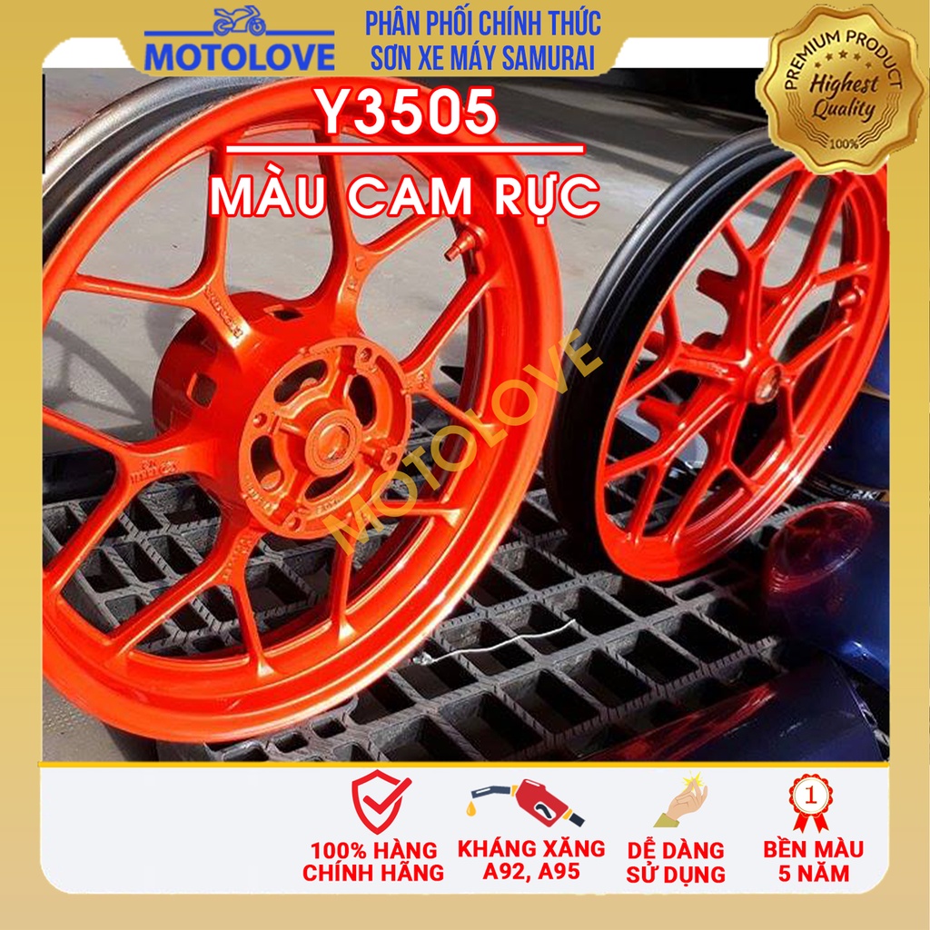 Combo Sơn Samurai màu cam rực Y3505 loại 2K chuẩn quy trình độ bền 5 năm gồm 2K04 - 102-Y3505 -2k01 hàng nhập khẩu.