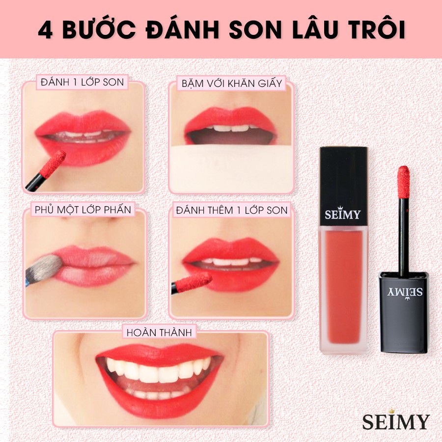 Son kem lì Seimy - Princess Lipstick Matte - Son thiên nhiên, kháng nước, nhiều dưỡng, bảng 8 màu