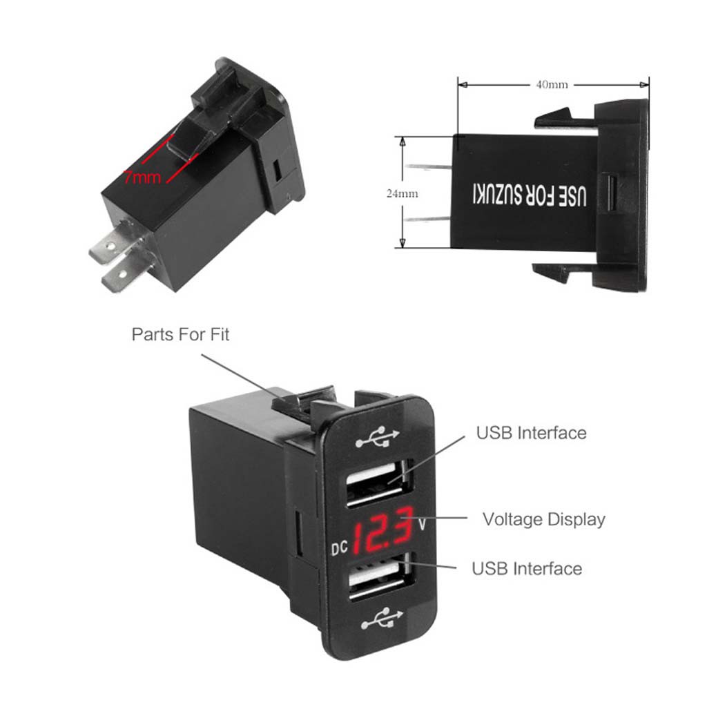 Bộ Sạc Xe Hơi Với 2 Cổng Usb Cho Suzuki Toyota