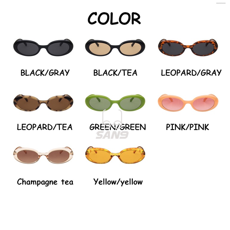 Kính mát kim loại chống nắng hình oval phong cách retro Hàn Quốc dành cho nữ