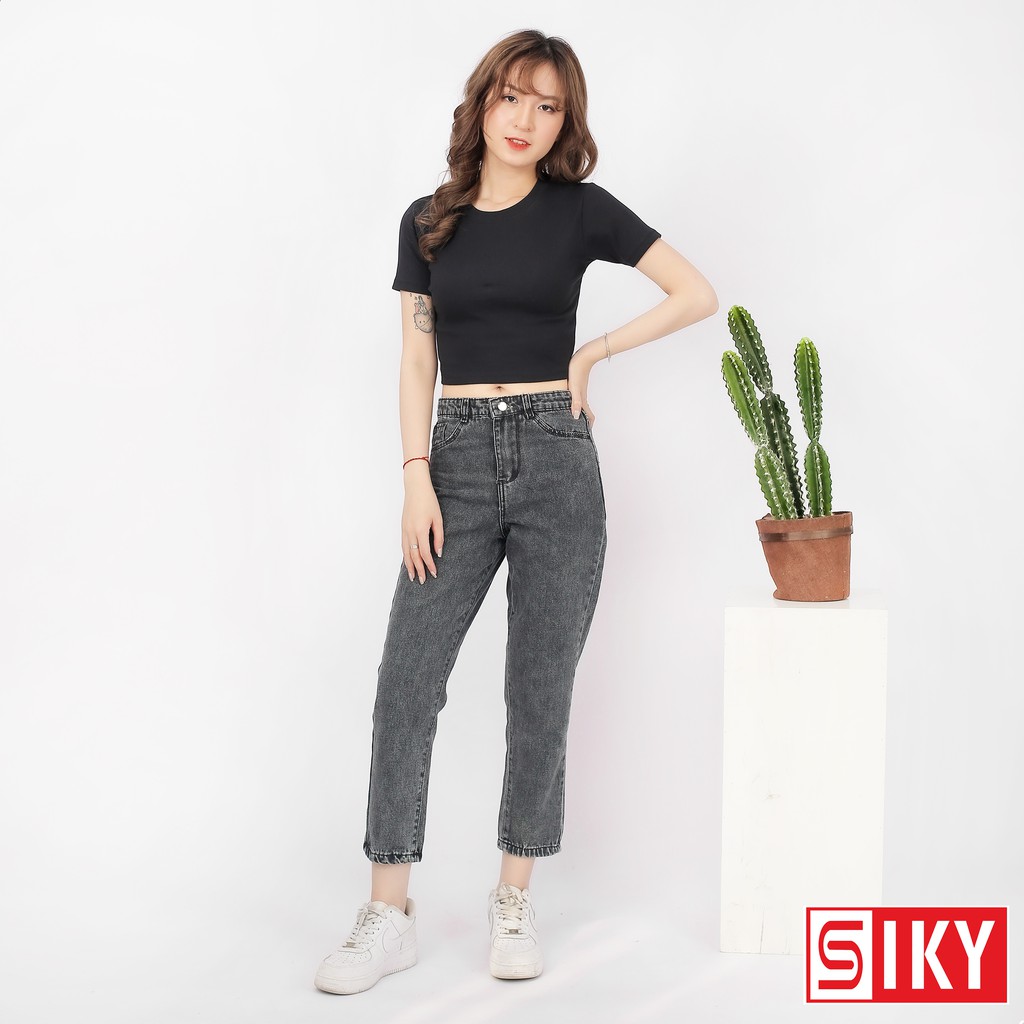 Quần jean baggy trơn chất liệu vải bò denim lên dáng cực yêu - QJ19