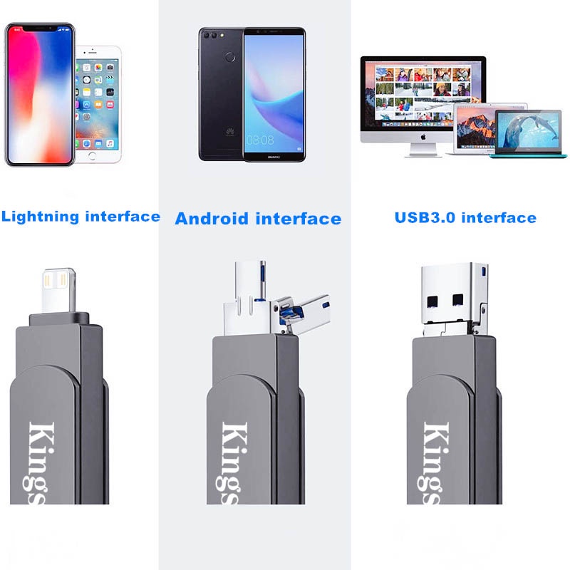 Thẻ nhớ flash USB 3.0 3 trong 1 OTG dành cho iPhone 256GB | BigBuy360 - bigbuy360.vn