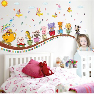 Decal dán tường đàn thú vui vẻ
