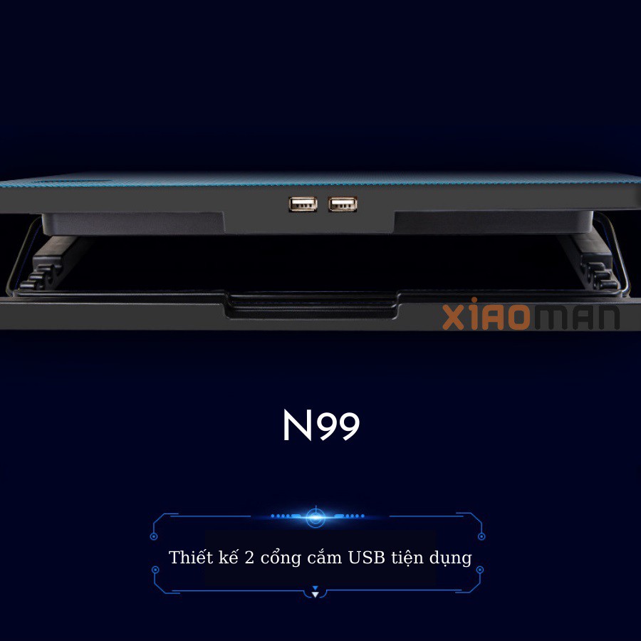 Đế tản nhiệt Laptop, quạt tản nhiệt laptop macbook N19 1 quạt N99 2 quạt 2 đèn led đế nâng 45 độ dùng cho laptop macbook