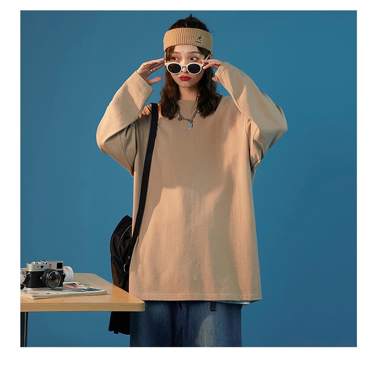 Áo thun dài tay trơn  MÀU CACAO  phông Unisex nam nữ tee oversize form rộng pull Ulzzang Streetwear thu đông vải mềm