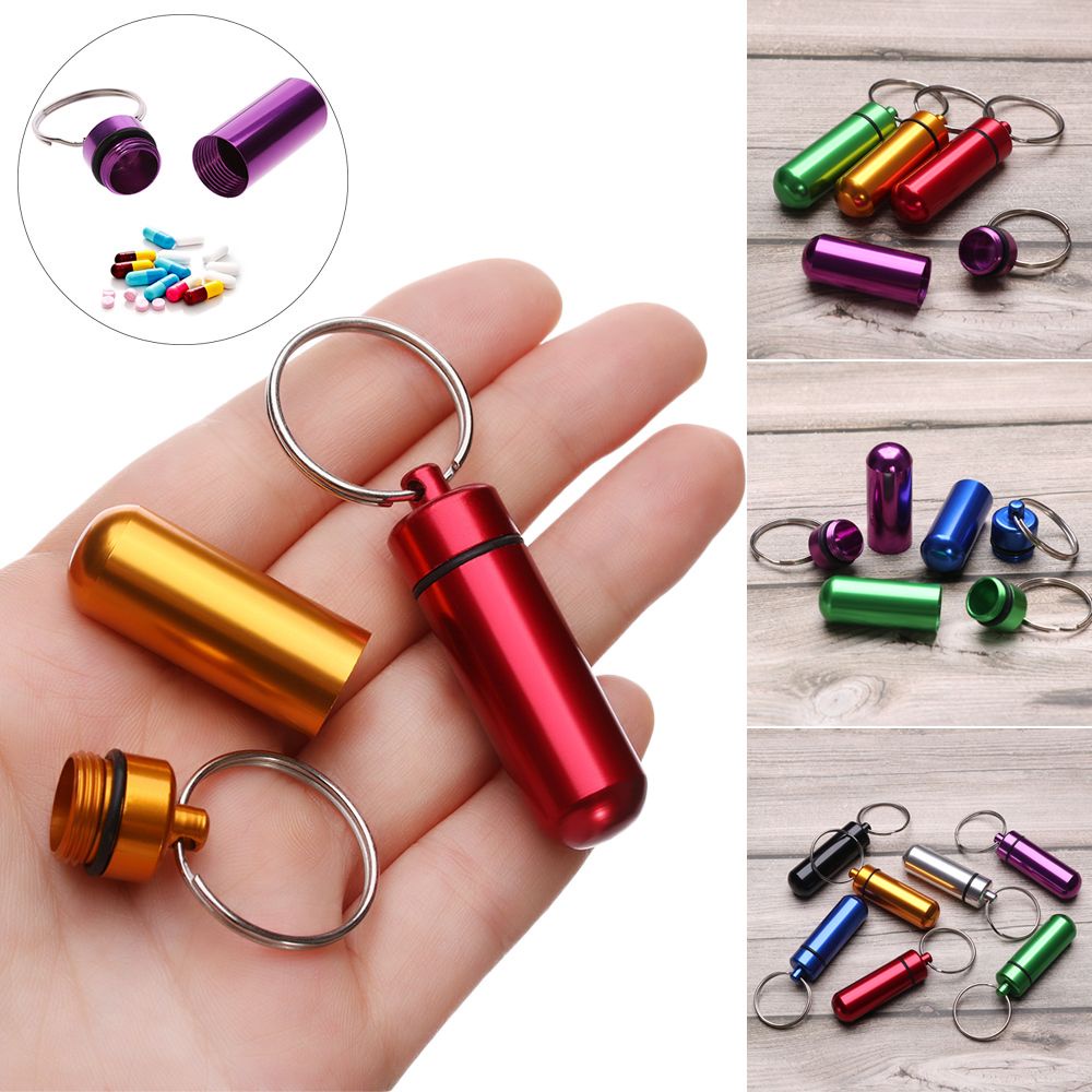 [Hàng mới về] Hộp đựng thuốc và trang sức mini bằng nhựa và nhôm không thấm nước nhiều màu tiện lợi cho du lịch