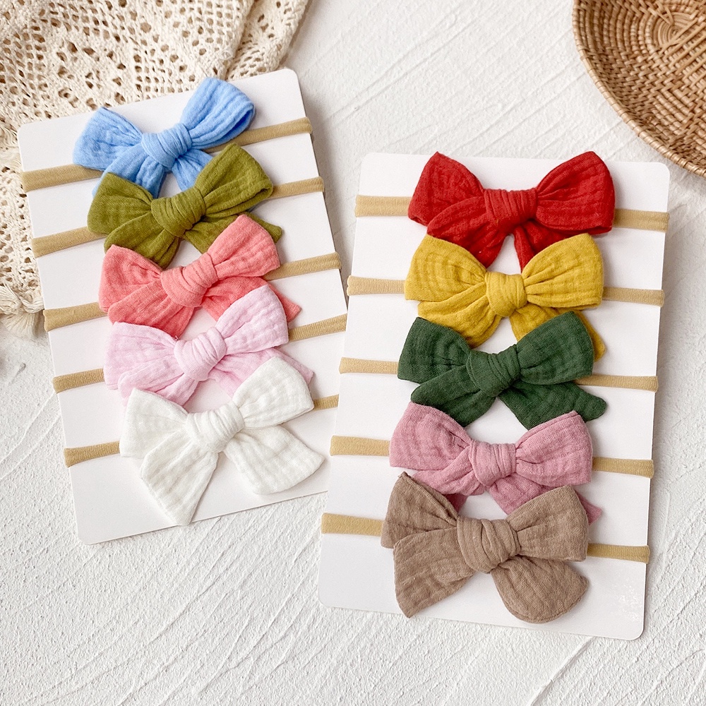 KIDSBOWS Set 5 Dây Cột Tóc Thắt Nơ Dễ Thương Cho Bé Gái Sơ Sinh