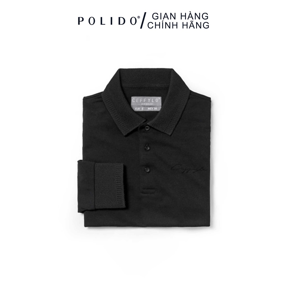 Áo Polo Nam Dài Tay Trơn Basic CEFFYLO Màu Đen Chuẩn Style Thanh Lịch