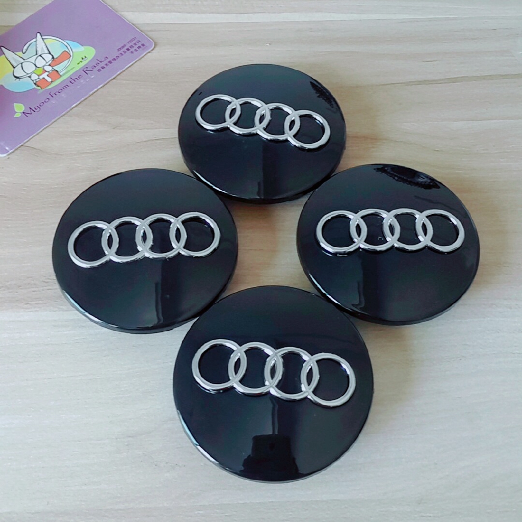 Nắp Logo 68mm Gắn Trục Bánh Xe Hơi Audi A4 Q5 Đen