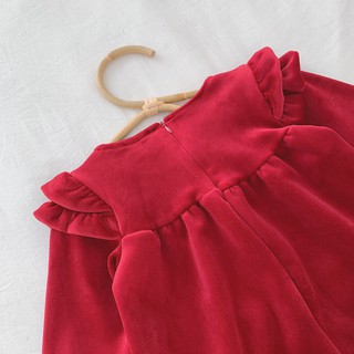 combo váy nhung đỏ cho bé