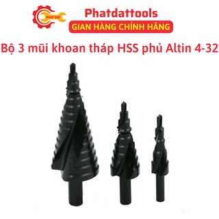 Bộ 3 mũi khoan tháp HSS phủ ALTiN 4-32