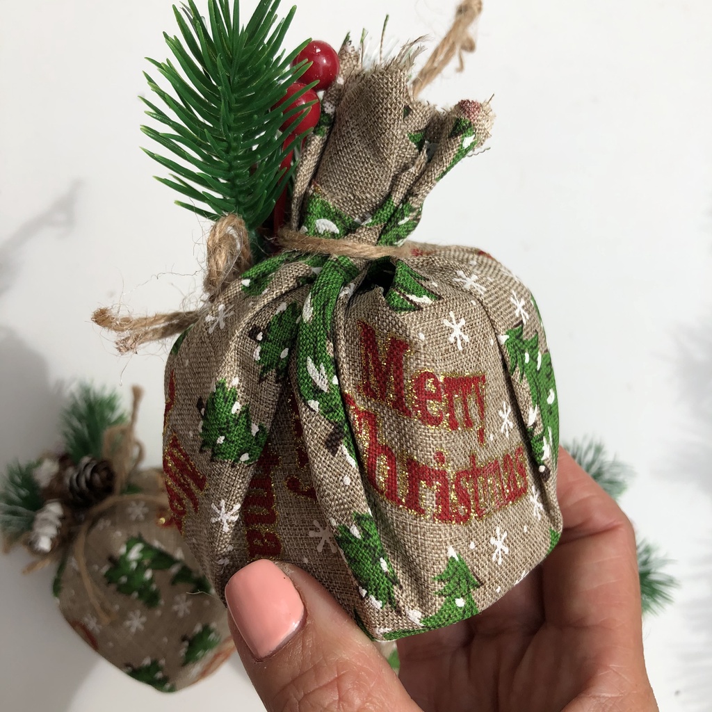 Combo 3 quả châu vải cao cấp dáng vuông trang trí cây thông Giáng sinh Noel